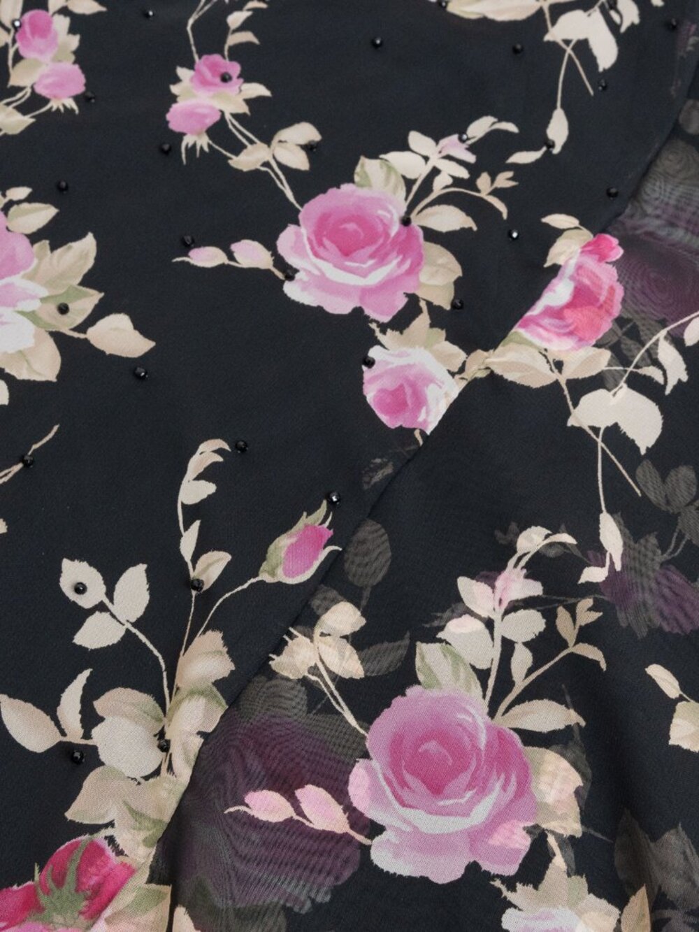 Vintage Dark Floral Beaded Cowl Maxi Dress Fairy Grunge Coquette - Picture 6 of 12